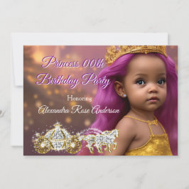 Invitación Princesa Chica Partido de Cumpleaños Carrito étnic