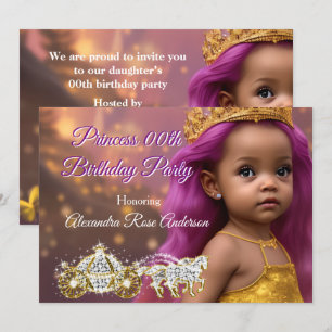 Invitación Princesa Chica Partido de Cumpleaños Carrito étnic