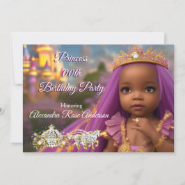 Invitación Princesa Chica Partido de Cumpleaños tiara morada 