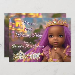 Invitación Princesa Chica Partido de Cumpleaños tiara morada