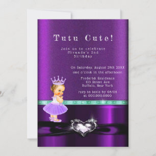 Invitación Princesa Chica púrpura TuTuCute Fiesta de segundo 