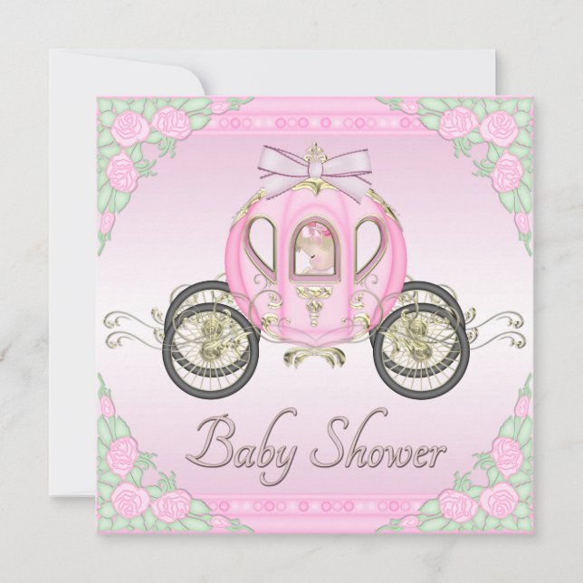 Invitación Princesa Coach y rosa de rosas Baby Shower (Anverso)