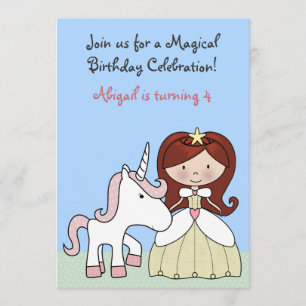 Invitación Princesa con el pelo rojo y el cumpleaños lindo un