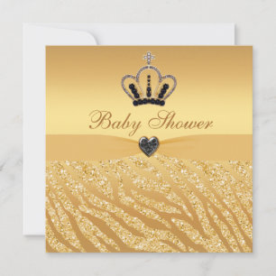 Invitación Princesa Corona y Purpurina Zebra Imprimir Baby Sh