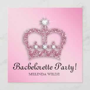 Invitación Princesa Crown Tiara del rosa del fiesta de