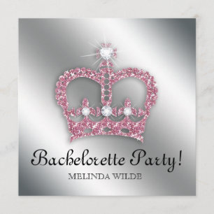 Invitación Princesa Crown Tiara Silve del rosa del fiesta de
