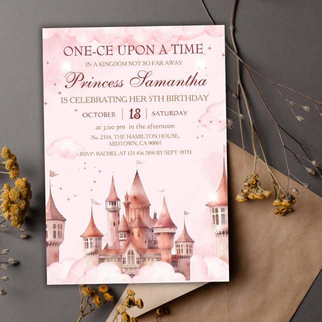 Invitación Princesa cumpleaños cinco cuento de hadas mágico c (Subido por el creador)