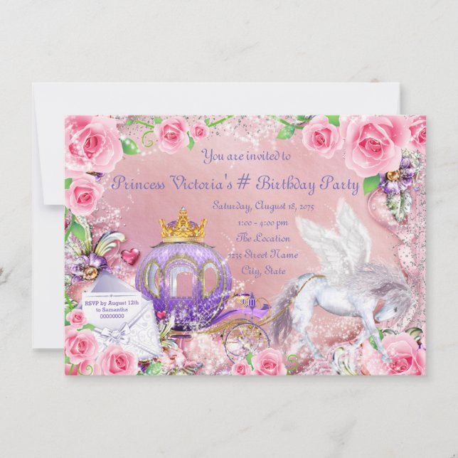 Invitación Princesa Cumpleaños Fiesta de Cuento de Hadas Mági (Anverso)