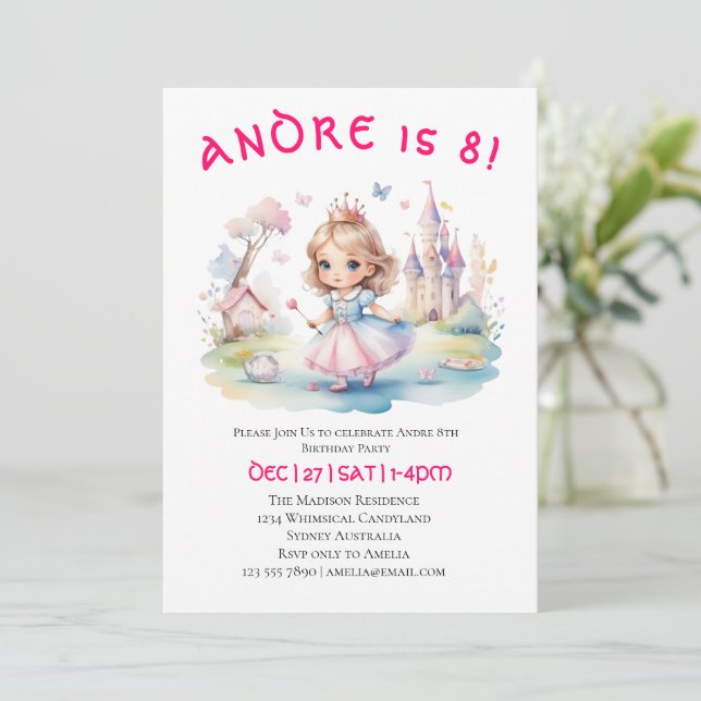 Invitación Princesa Cuta en la tierra de las maravillas (Anverso de pie)