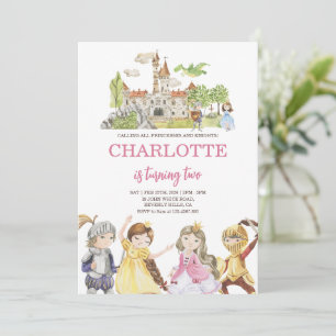 Invitación Princesa Cuta y Caballeros Cumpleaños