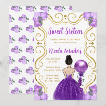 Princesa de cabello dulce y marrón en morado