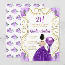 Invitación Princesa de cabello marrón del partido natalicio e