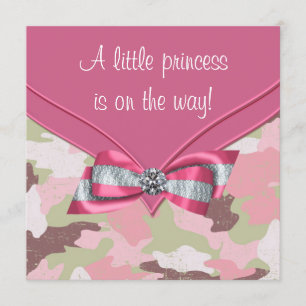 Invitación Princesa de camuflaje rosa Baby Shower