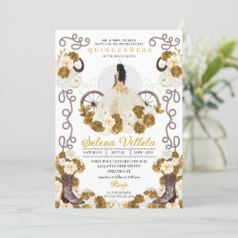 Invitación Princesa de Charro Occidental Ivory & Gold Quincea