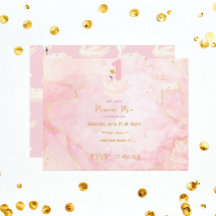 Princesa de Cisne Pink & Gold acuarela Primer cump