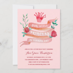 Invitación Princesa de Comercio de Hadas Rosadas Primer Chica