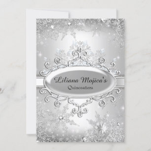 Invitación Princesa de copo de nieve de cristal de plata Quin