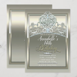 Invitación Princesa de Corazón de Marfil de Platino Tiara Fie
