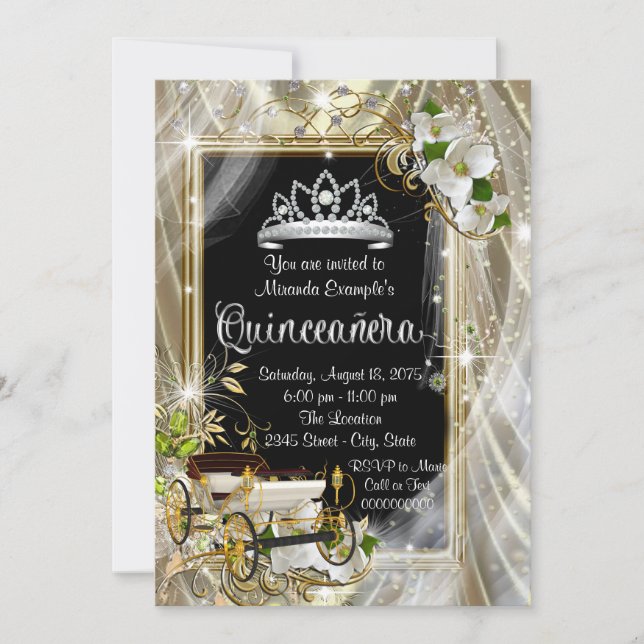 Invitación Princesa de Cuento de Hadas Quinceañera (Anverso)
