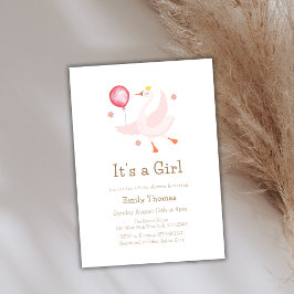 Invitación Princesa de danza rosa Swan Balloon Baby Shower