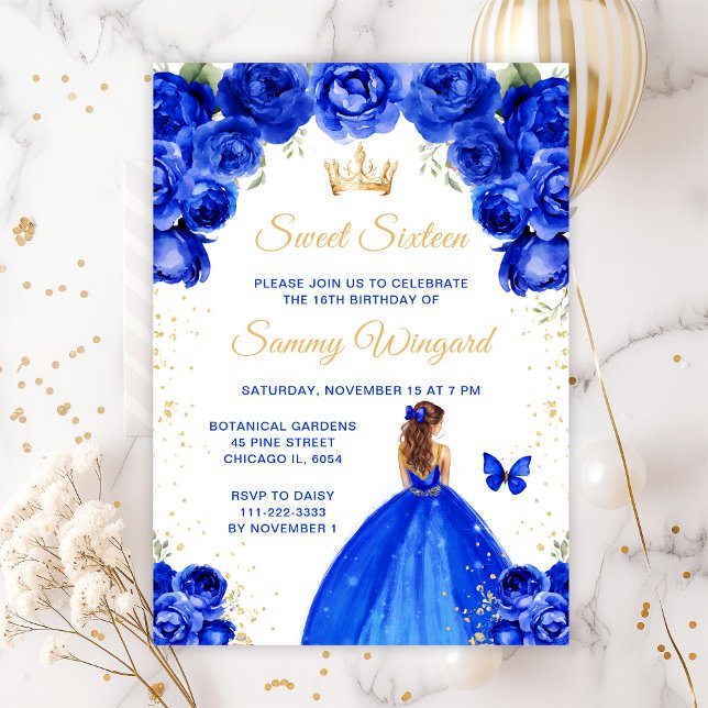 Invitación Princesa de dieciséis años con cabello castaño y a (Subido por el creador)