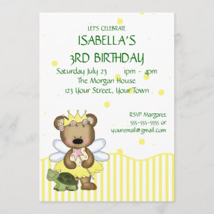 Invitación Princesa de encargo de la hada del amarillo del