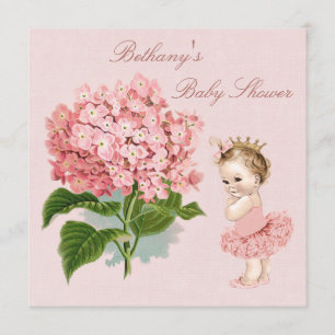 Invitación Princesa de época en Tutu Hydrangea Baby Shower