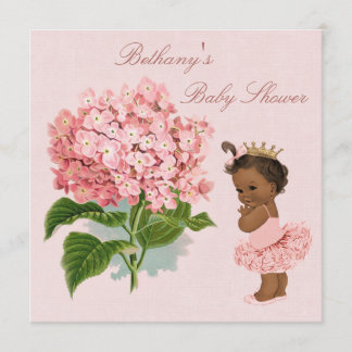 Invitación Princesa de etnia vintage Tutu Hydrangea Baby Show