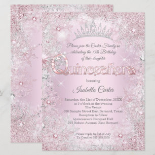 Invitación Princesa de fiesta de quinceañera Copo de nieve pl