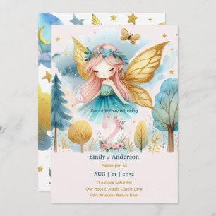 Invitación Princesa de hadas 2º cumpleaños 2º Fairycore rosa