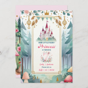 Invitación Princesa de hadas 7 cumpleaños Fairytale Fairycore