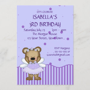 Invitación Princesa de hadas azul de encargo del oso de