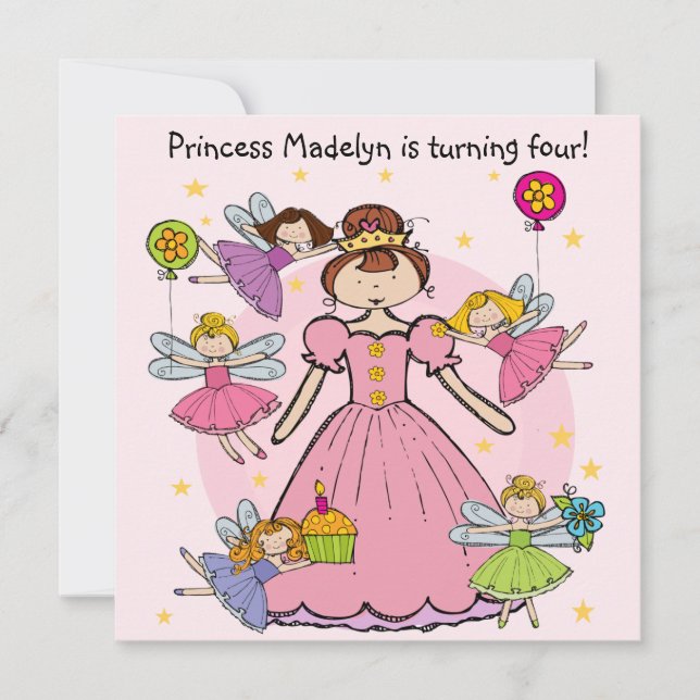 Invitación Princesa de hadas Customized Birthday Invites (Anverso)