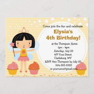Invitación Princesa de hadas de encargo Cupcake de la fiesta