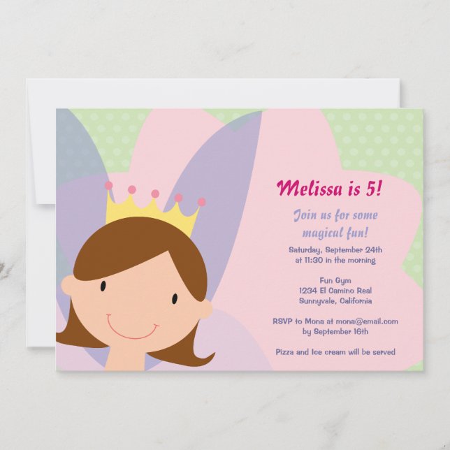 Invitación Princesa de hadas Party Invite (Anverso)