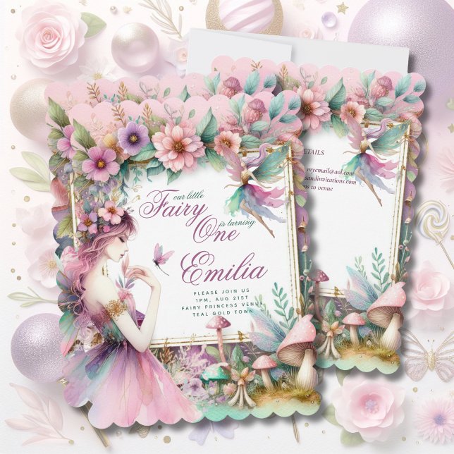 Invitación Princesa de Hadas Primer Cumpleaños o EDIT EDIT ED (Subido por el creador)