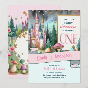 Invitación Princesa de hadas Primer cumpleaños ONE Pink Fairy