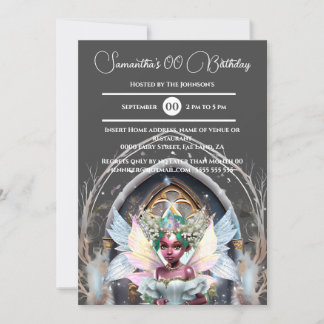 Invitación princesa de hielo de hadas melanina purpurina rosa