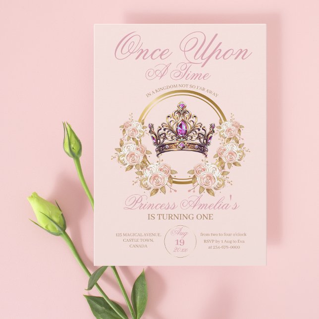Invitación Princesa de la Corona de Oro Rosada (Subido por el creador)