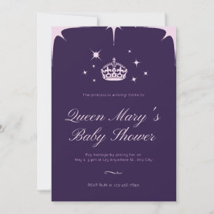 Invitación Princesa de la Corona morada y rosa Baby Shower