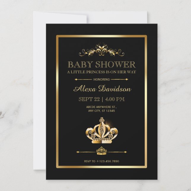 Invitación Princesa de la Corona Real Baby Shower (Anverso)