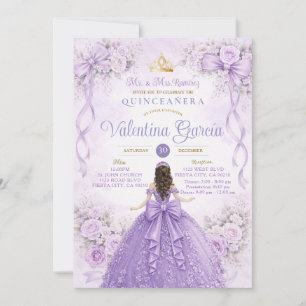Invitación Princesa de lavanda Quinceañera Lila Púrpura