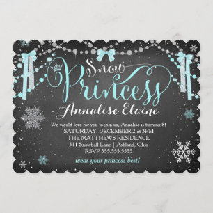 Invitación Princesa de Nieve Azul de GC con Cinta Chica Cumpl