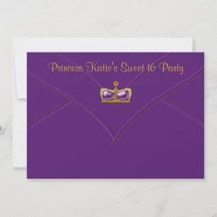 Invitación Princesa de oro morado dulce de 16 Fiestas