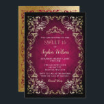 Invitación Princesa de oro rosa de época Tiara Sweet 16<br><div class="desc">Elegante Princesa de Oro Rosa Tara Sweet 16 cumpleaños Invitación</div>