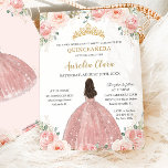 Invitación Princesa de oro Rosa floral rosa de Quinceañera Ru<br><div class="desc">Personalice esta encantadora invitación de quinceañera con su propia redacción fácil y rápidamente,  simplemente pulse el botón personalizar it para reorganizar y formatear el estilo y la ubicación del texto. ¡Artículos coincidentes disponibles en la tienda! c) El estudio Happy Cat Studio</div>
