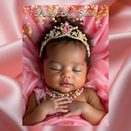 Invitación Princesa de Oro Rosa Niña Ducha de Tiara