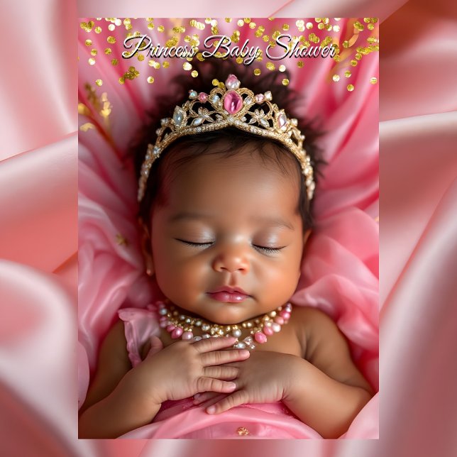 Invitación Princesa de Oro Rosa Niña Ducha de Tiara (Subido por el creador)