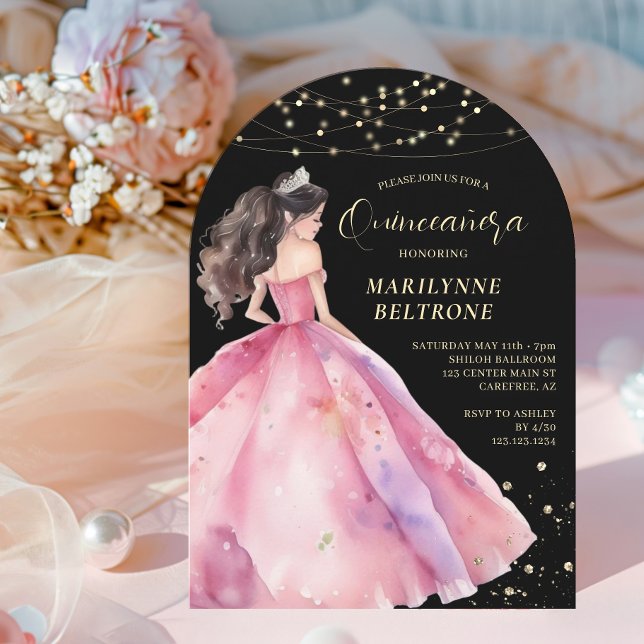 Invitación Princesa de oro rosa Quinceañera (Subido por el creador)