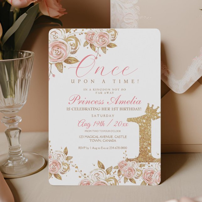 Invitación Princesa de oro Shine Primer Fiesta de cumpleaños (Subido por el creador)